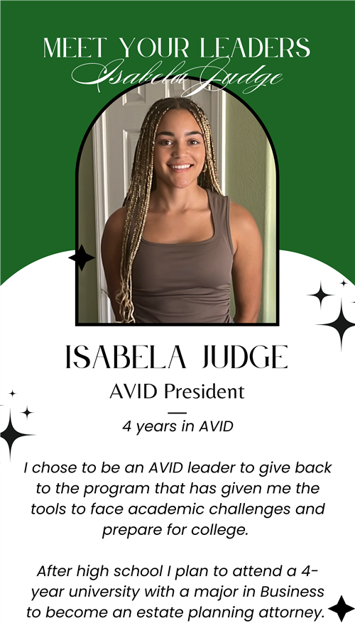 AVID President - Isabela Judge